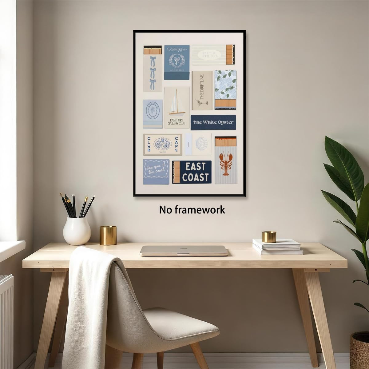 Trendy Blue Coastal Wall Art Grandmillennial Beach Theme Matchbook Collage Poster Y2K Preppy East... | Amazon (US)