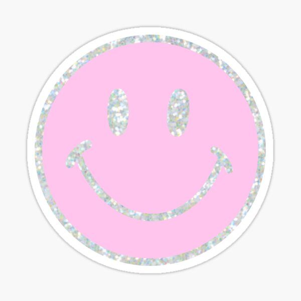 Pink Sparkly Smiley Face Sticker by Penny Rae | Redbubble (US)