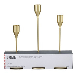 CANVAS Tabletop Christmas Décor Gold Metal Taper Candle Holder, 3-pk | Canadian Tire