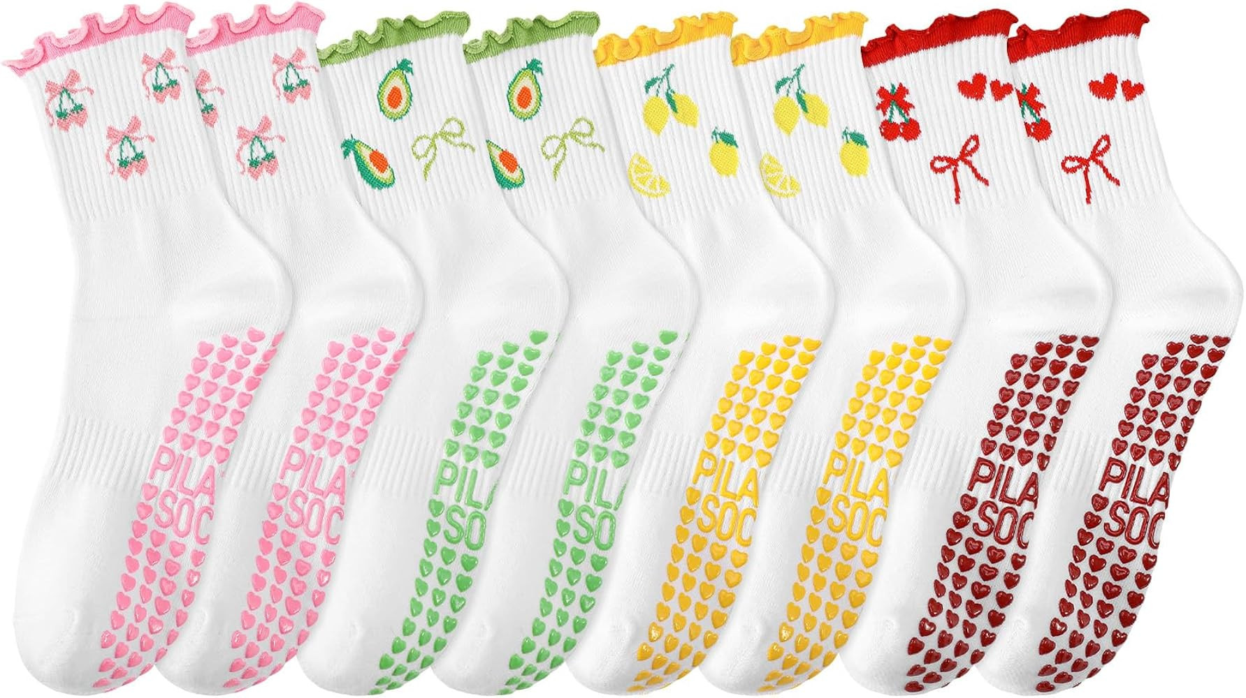 Jspupifip 4 Pairs Women Non-Slip Yoga Socks Cute Ruffle Grippy Socks for Pilates Barre Ballet Fit... | Amazon (US)