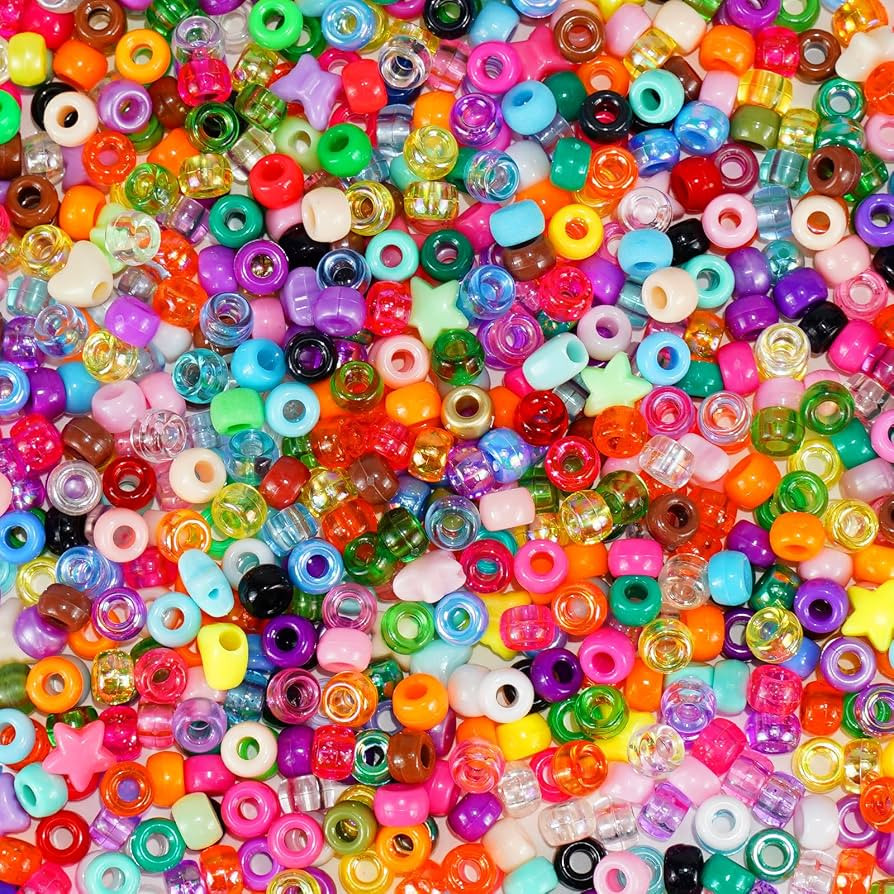 Pony Beads 1000+pcs Plastic 9mm Rave Kandi Spacer Bead for Jewelry Making, DIY Face Mask Hair Bea... | Amazon (US)