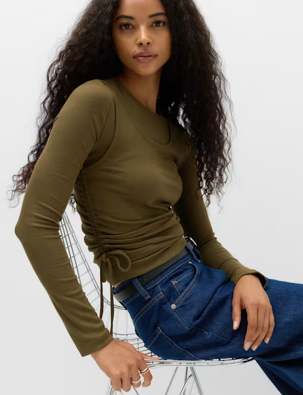 Double Layer Ruched Side Top | Marks & Spencer (UK)