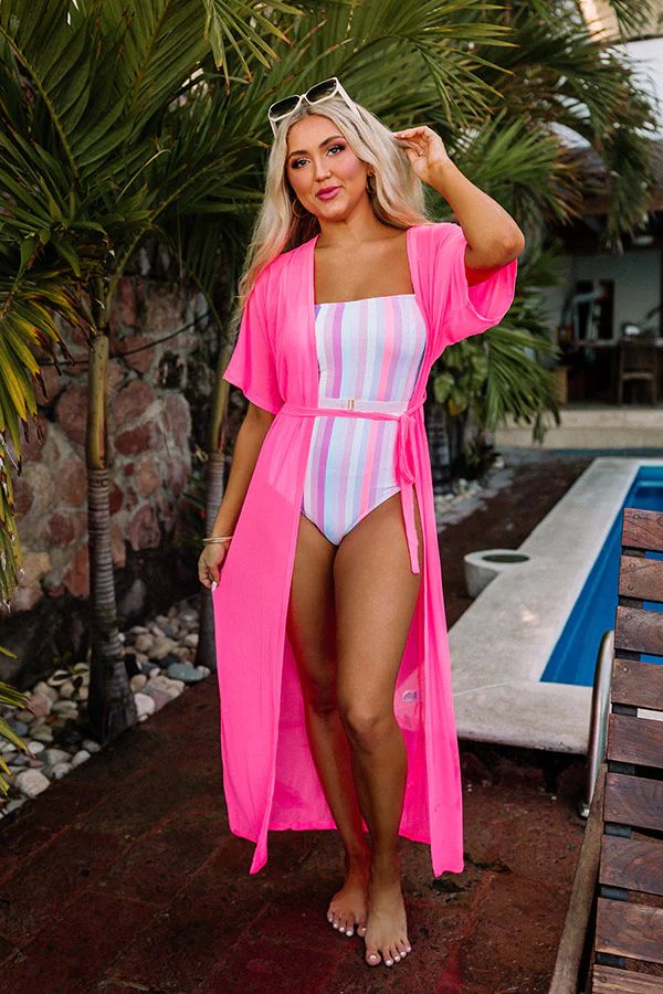Rooftop Pool Mesh Overlay In Neon Pink | Impressions Online Boutique