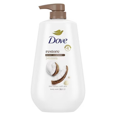 Dove Restore Body Wash Pump - Coconut & Cocoa Butter 24hr Renewing MicroMoisture - Vegan & PETA A... | Target