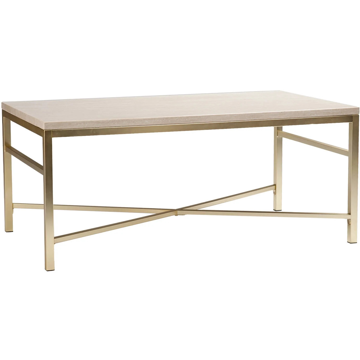 Ember Interiors Theodora Faux Stone Coffee Table, Cream/Gold | Walmart (US)