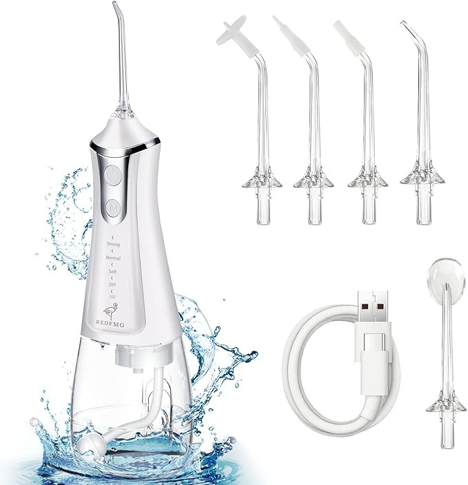 REDFMG Water Flosser for Teeth Cleaning, Cordless Flosser with Adjustable Level Pressure, 300ML D... | Amazon (US)