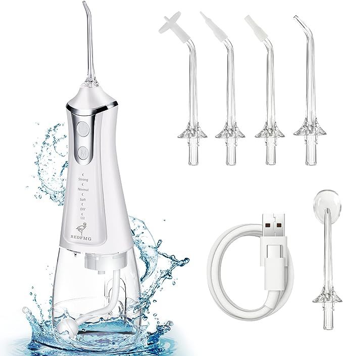 REDFMG Water Flosser for Teeth Cleaning, Cordless Flosser with Adjustable Level Pressure, 300ML D... | Amazon (US)