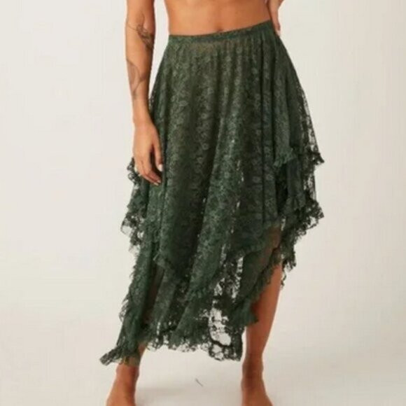 Free People French Courtship Half Slip in Pine Evergreen NWT | Poshmark