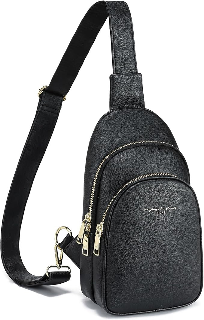 INICAT Crossbody Sling Bags Fanny Packs Leather Purses Chest Bag for Women | Amazon (US)