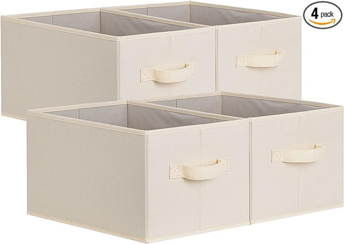 Labcosi Cloth Storage Baskets for Shelves, Rectangle Baskets with Handles, Closet Storage Bins, G... | Amazon (US)