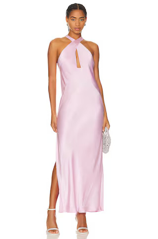 La Lune Cross Front Keyhole Midi Dress in Peony | Revolve Clothing (Global)