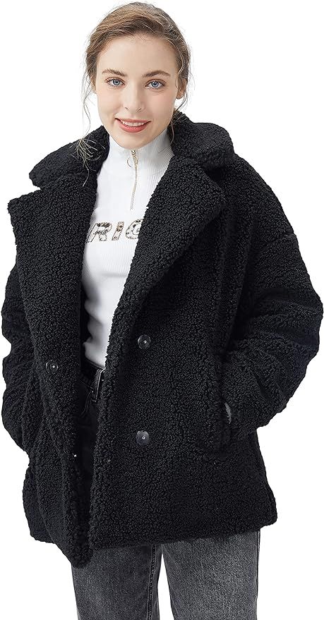 Orolay Women's Fuzzy Fleece Lapel Down Coat Shaggy Faux Shearling Cardigan Winter Jac... | Amazon (US)