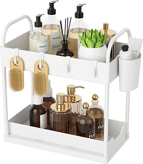 Under Sink Organizers and Storage, ORDORA Pull-out Bathroom Organizer Countertop with Hanging Cup... | Amazon (US)