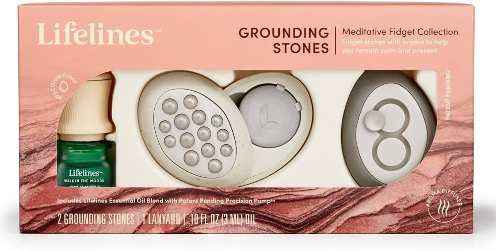Lifelines Scent-Infused Meditative Fidget Stones 2-Pack & Essential Oil Set, Portable Essential O... | Amazon (US)