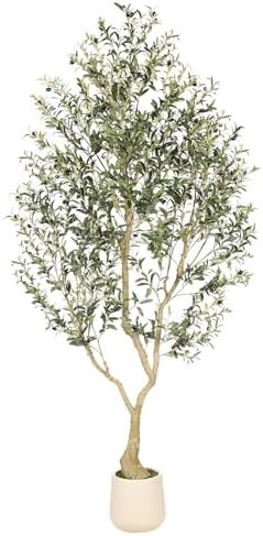 Realead 8ft Faux Olive Tree with Tall Exquisite Planter - Realistic Olive Trees Artificial Indoor... | Amazon (US)