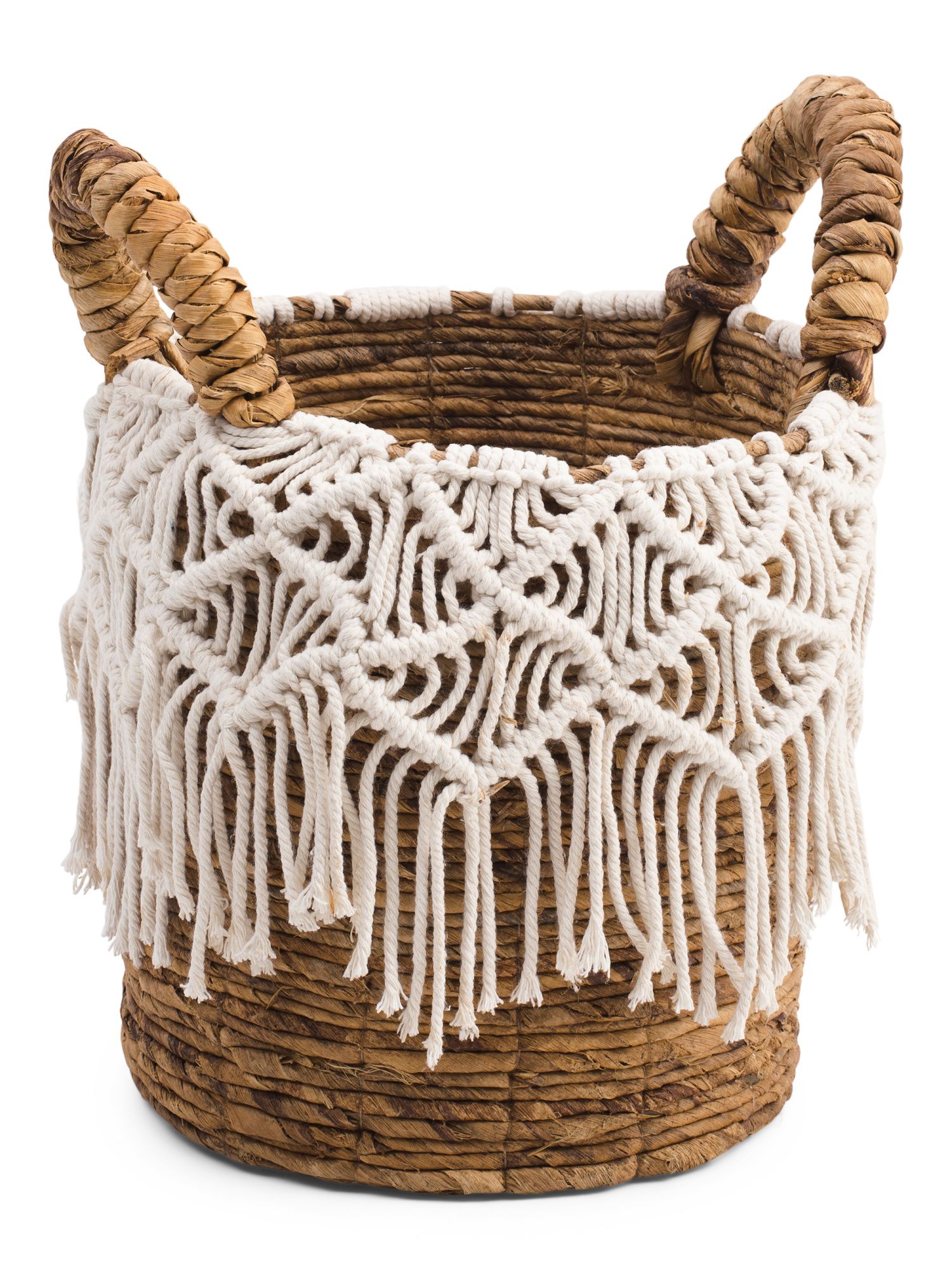 Small Banana Basket With White Macrame | TJ Maxx