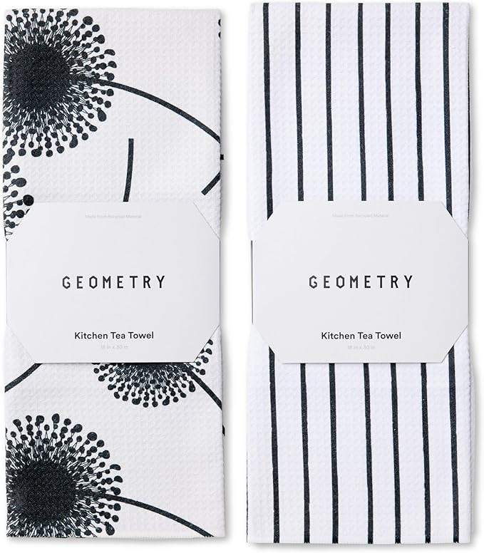 GEOMETRY Kitchen Tea Towels - Quick Dry Microfiber Dish Towels for Kitchen Linen Breeze, 18" x 30... | Amazon (US)