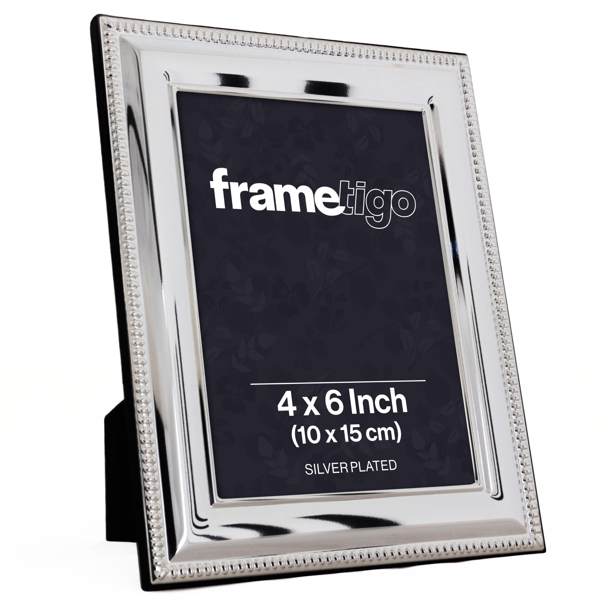 Frametigo - Silver Plated Bead Photo Frame, 4"x6" (10x15cm) Photo Size - Velvet Frame Backing & S... | Amazon (UK)