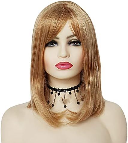 Wigs Synthetic Honey Blonde Wig with Bangs for White Women Halloween Costume for Women Long Bob Wig  | Amazon (US)