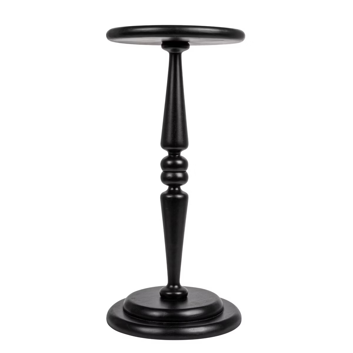 Storied Home Bishop Pedestal Cocktail Side Accent Table Black: Round Acacia Wood, No Tools Assemb... | Target