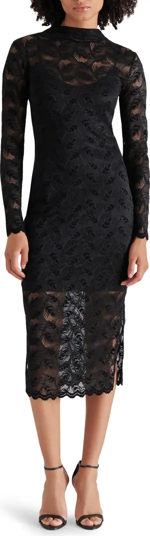 Floral Stretch Lace Long Sleeve Body-Con Midi Dress | Nordstrom