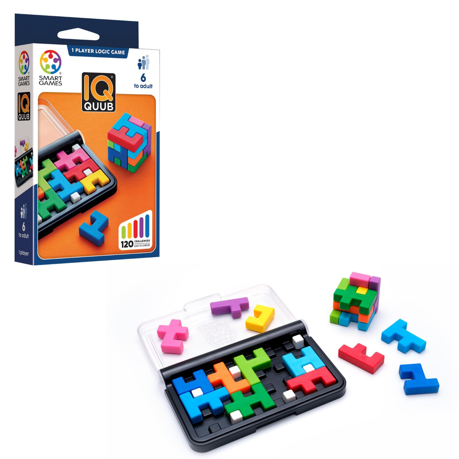 SmartGames IQ Quub – 2-in-1 Travel Logic Puzzle & 3D Cube Building Game with Soft Touch Pieces,... | Amazon (US)