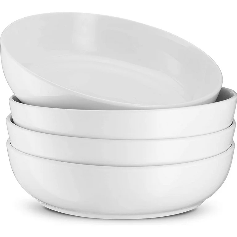Kook 4-Pc Ceramic Pasta Bowl Set 40 Oz Stoneware Serving Bowls for Kitchen, White | Walmart (US)