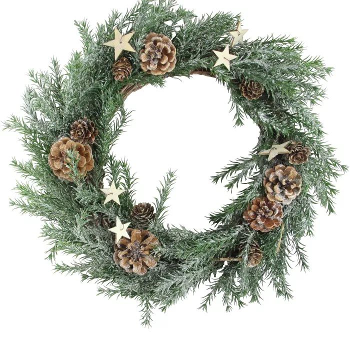 Northlight Classic Pine with Pine Cones and Stars Artificial Christmas Wreath, 13-Inch, Unlit | Target