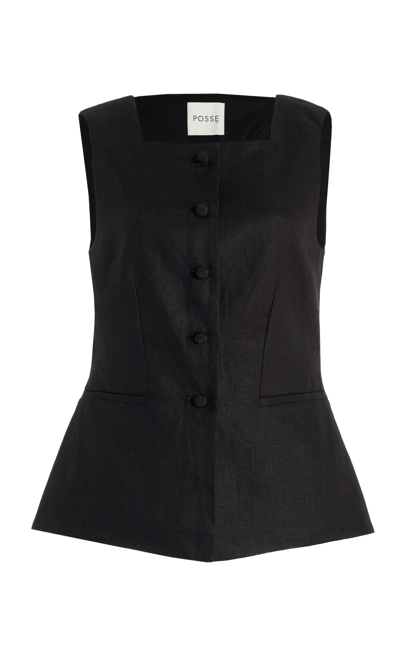 Posse - Rio Tailored Linen Vest - Black - L - Moda Operandi | Moda Operandi (Global)