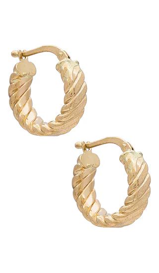 Mini Ribbed Hoop Earrings in 14k Yellow Gold | Revolve Clothing (Global)