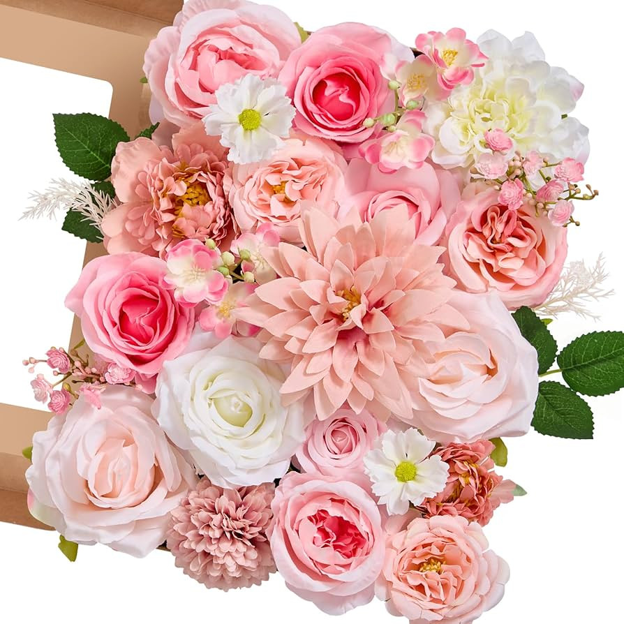 Serwalin Artificial Pink Flowers, Dahlia Fake Silk Flowers for DIY Wedding Bridal Bouquets Baby S... | Amazon (US)