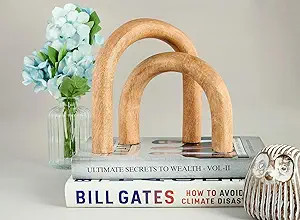 2pc Set Solid Wood Arch Home Decor Accents, Aesthetic Shelf Decor, Coffee Table Books Decor, Japa... | Amazon (US)