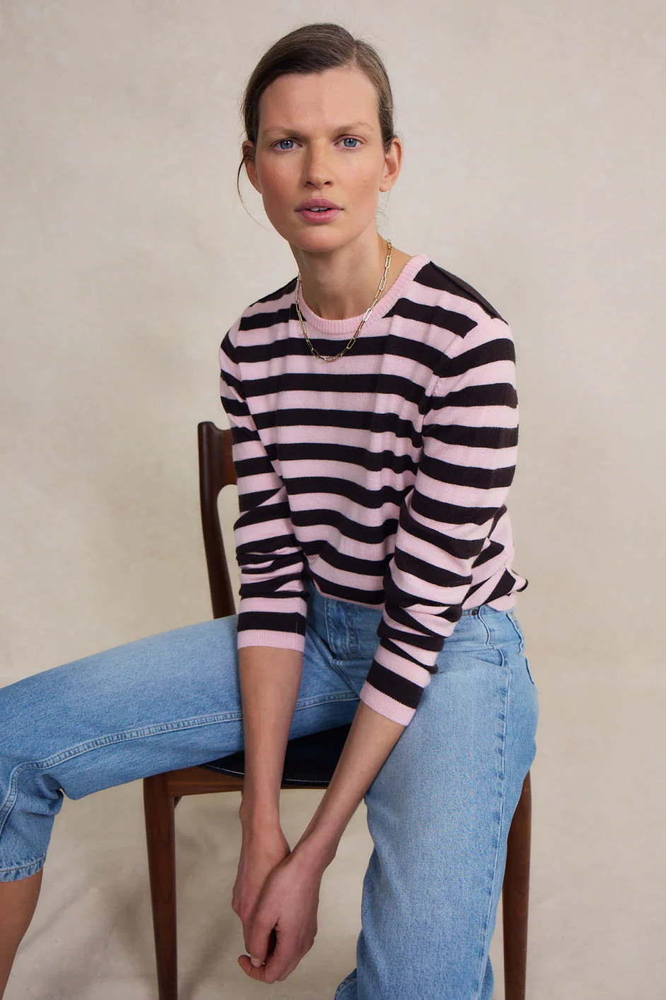 Cath x WYSE Brigitte Jumper - Brown/Pink Stripe | WYSE London