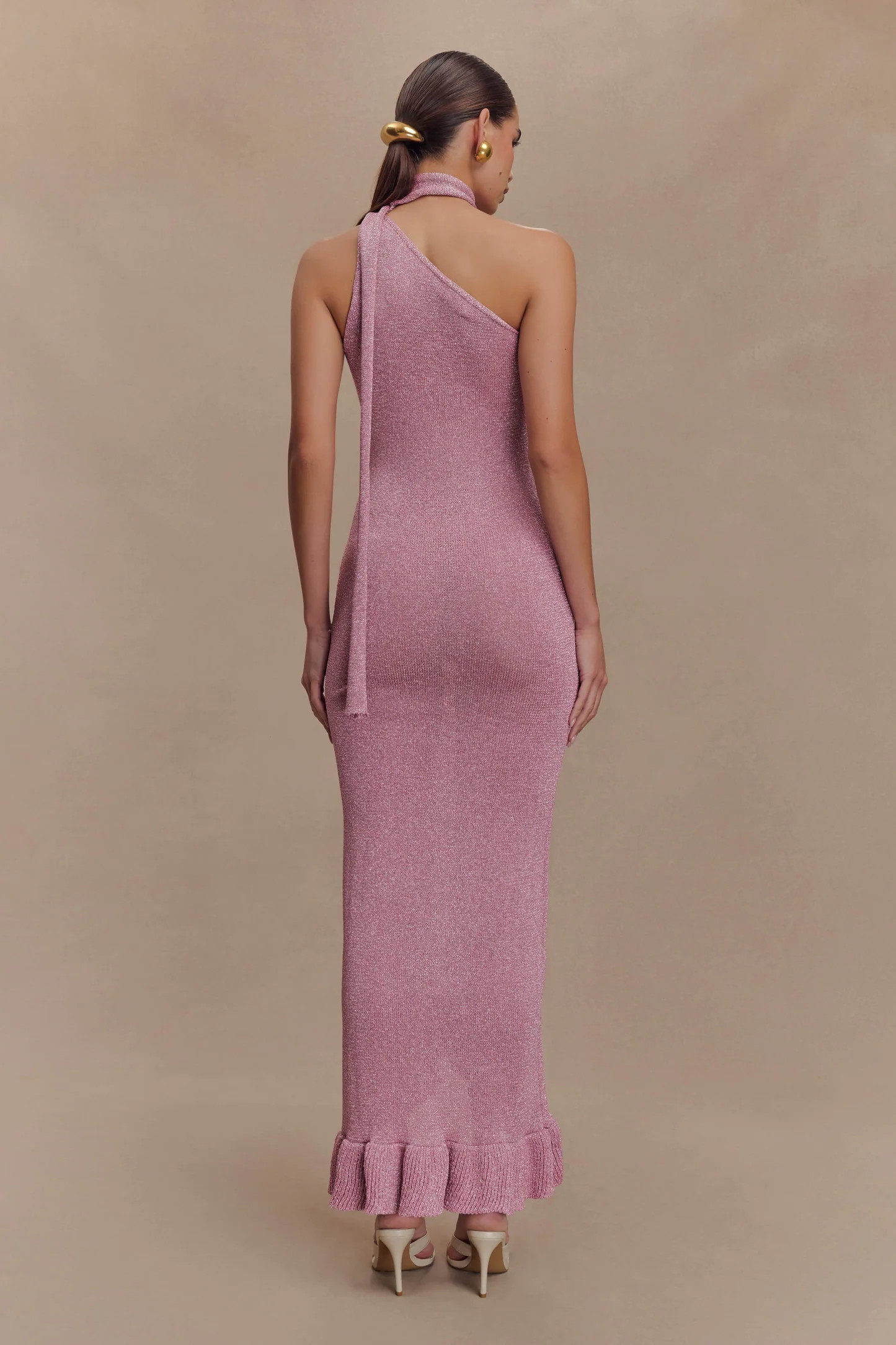 Floral Metallic Knit Maxi Dress - Pink | MESHKI US