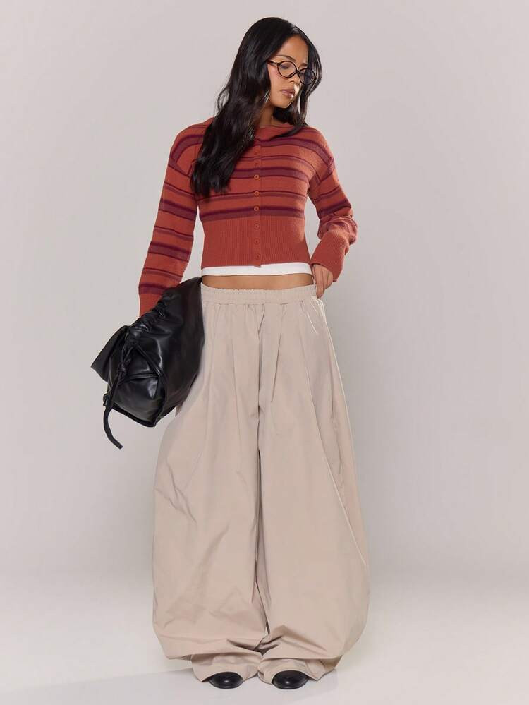 MUSERA Pleated Extreme Tapered Balloon Elasticated Waist Trousers Classy Night Out Sexy Cute Coolgirl Streetwear Dawn Elegant | SHEIN