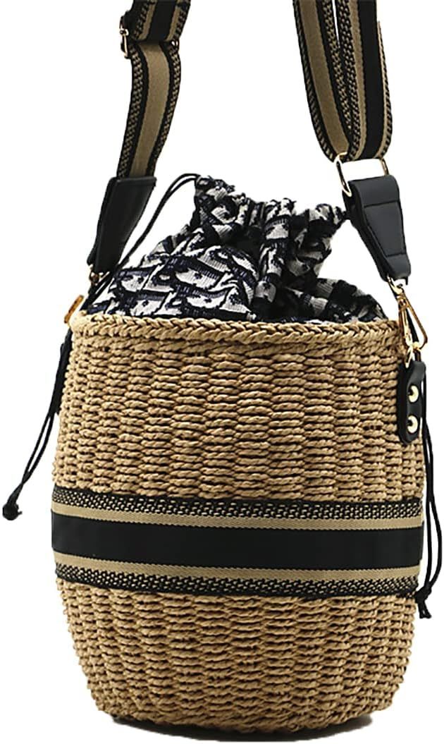 JYG Straw Beach Bag for Women Summer Hand-Woven Tote Fashion Crossbody Bag Travel Vacation Handba... | Amazon (US)