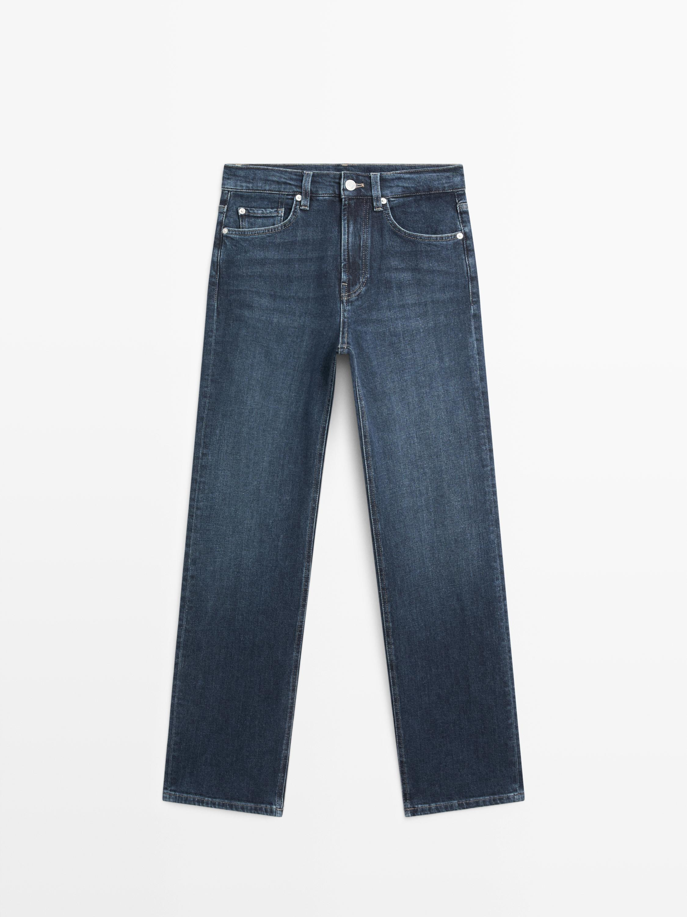 High-waist straight-leg comfort jeans | Massimo Dutti UK