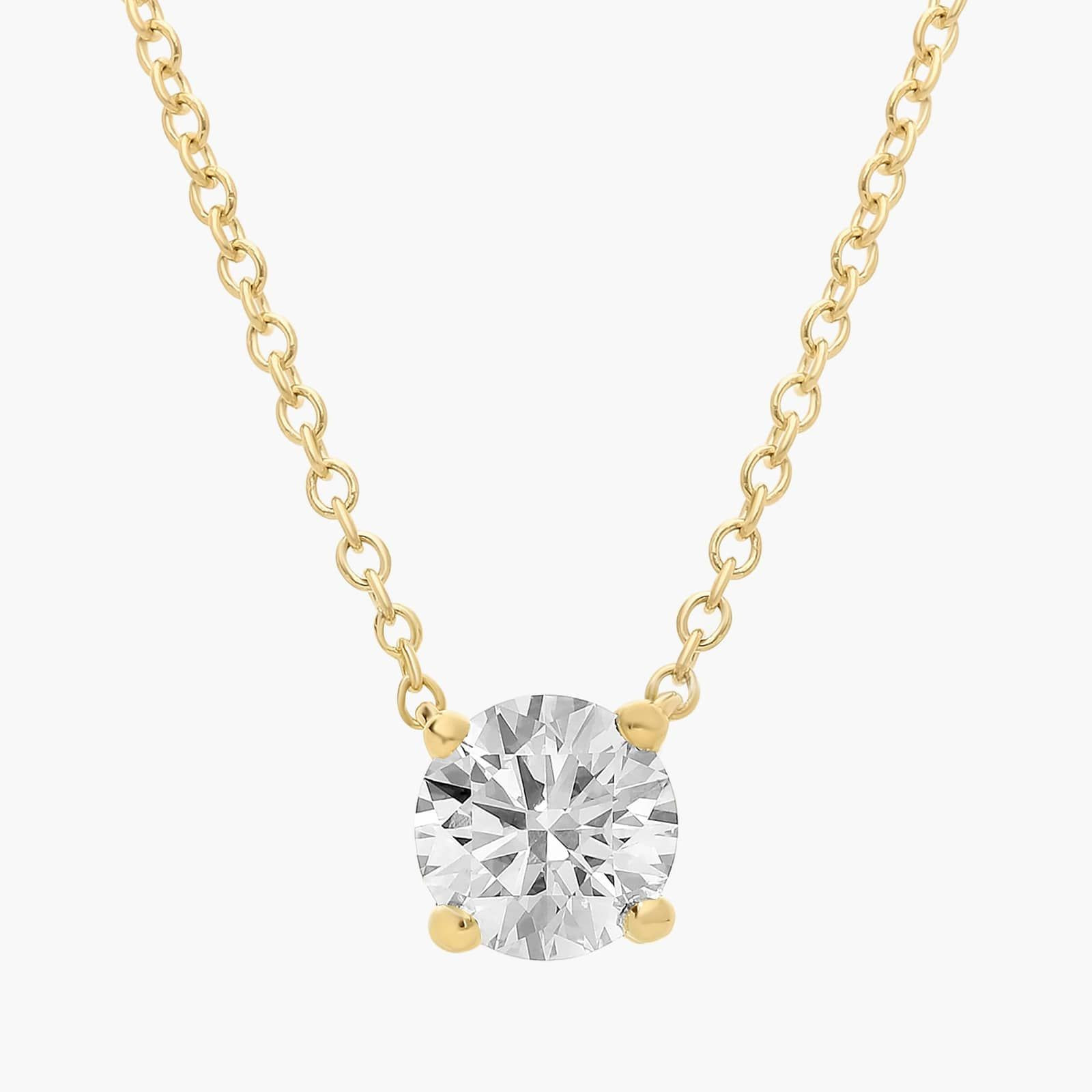 Four Prong Basket Solitaire Lab Grown Diamond Pendant  In 14K Yellow Gold (1 Ct. tw. - F-G / VS2-... | Blue Nile