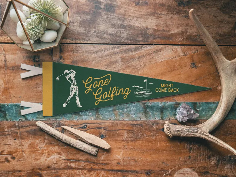 Gone Golfing Felt Pennant | Vintage Sports Banner, Funny Golf Gift Decor, Golf Flag Wall Art Prin... | Etsy (US)