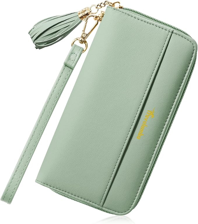 Travelambo Womens Wallet Tassel Bifold Ladies Cluth Wristlet Wrist strap Long Purse | Amazon (US)