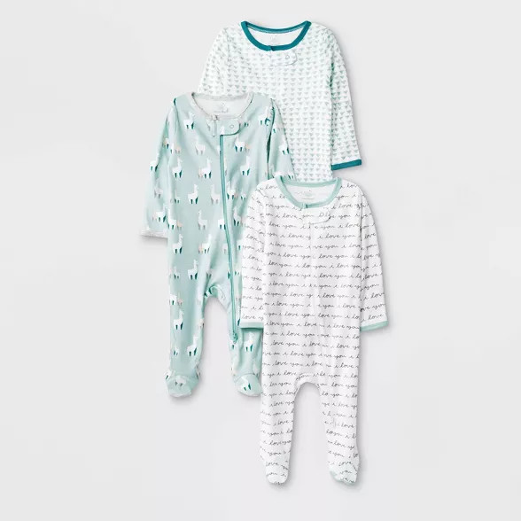 Baby 3pk Llama Love Zip Sleep N' Play Pajama - Cloud Island™ | Target