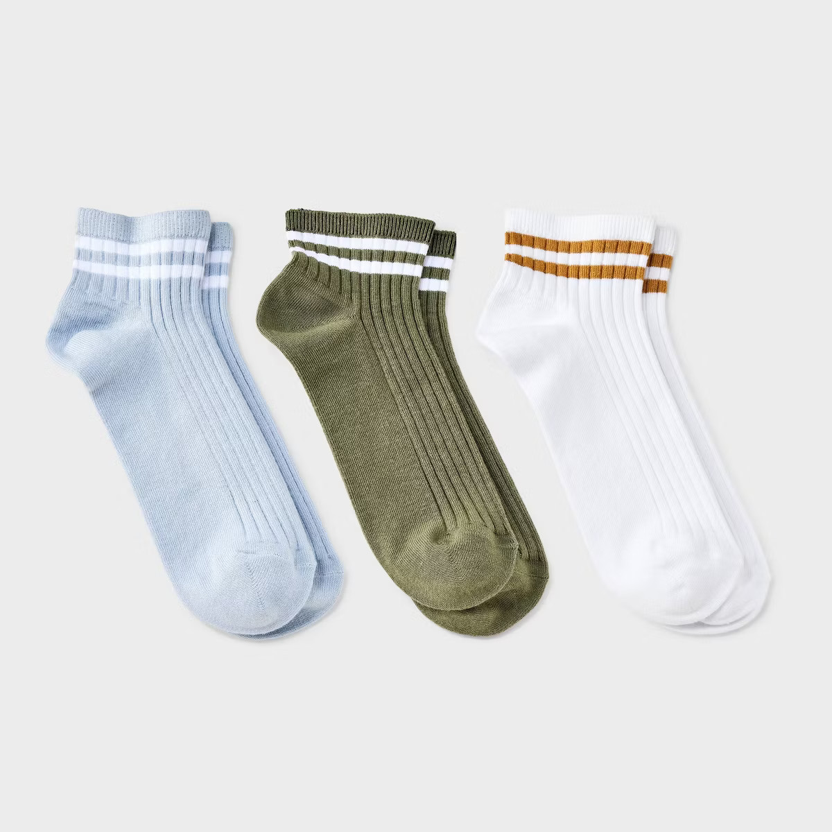 Women's Varsity Striped Ribbed 3pk Ankle Socks - Universal Thread™ 4-10 | Target