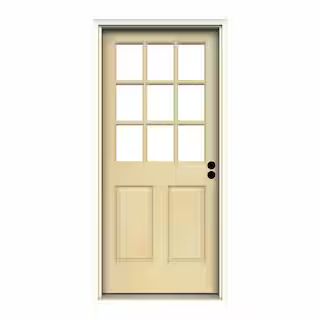 JELD-WEN 36 in. x 80 in. 9 Lite Unfinished Wood Prehung Left-Hand Inswing Back Door w/Primed Rot ... | The Home Depot
