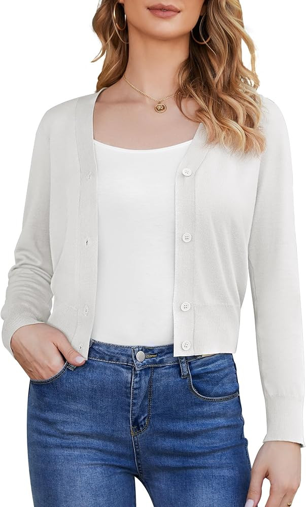 Genhoo Women's Long Sleeve Lightweight Cardigan Sweater Button Down Knit Jackets V Neck Open Fron... | Amazon (US)