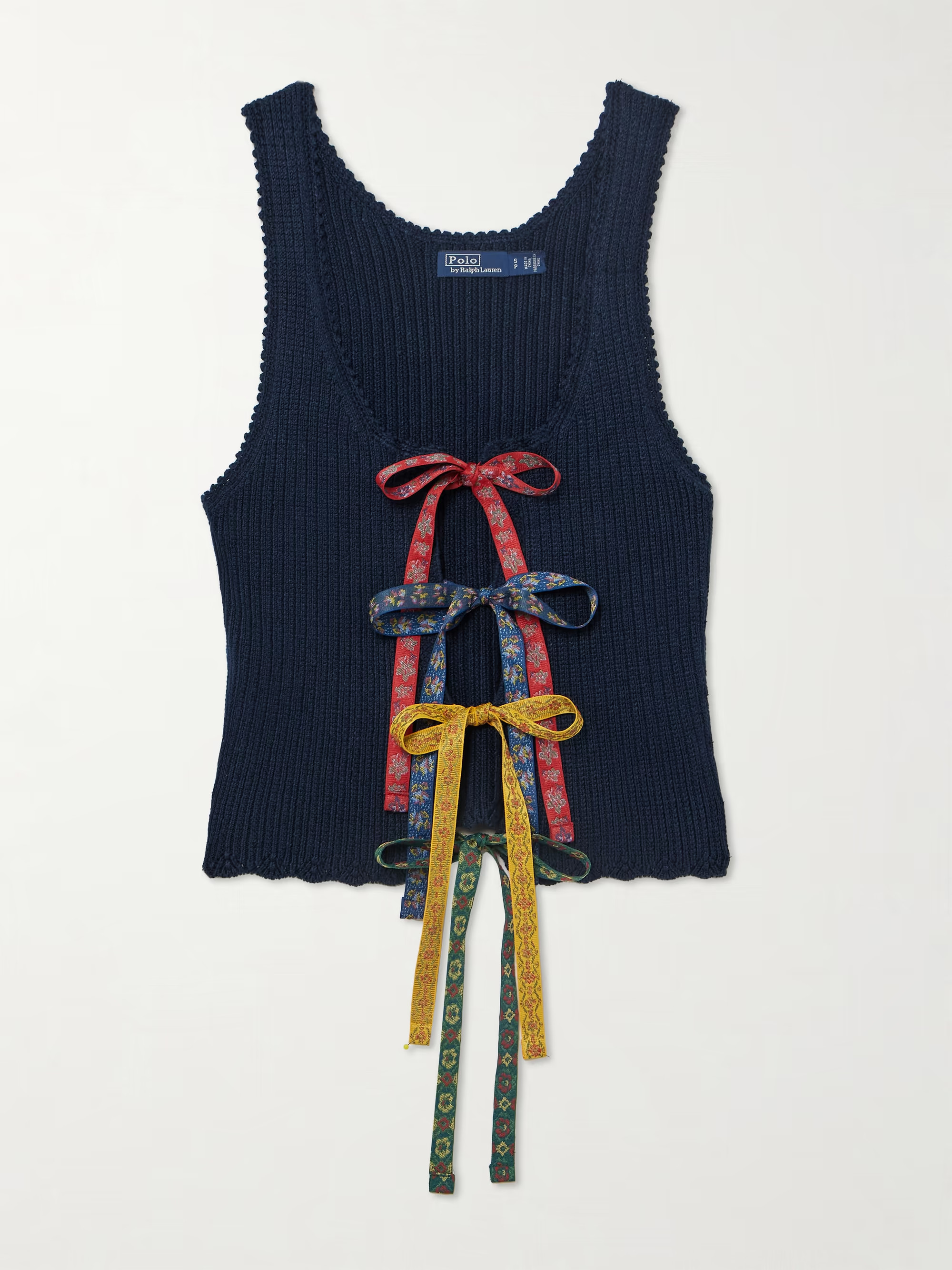 Tie-detailed ribbed linen and cotton-blend vest | NET-A-PORTER APAC