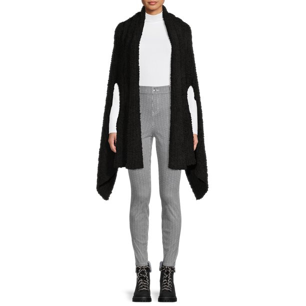 Time and Tru Adult Women's Solid Rib Cozy Wrap - Walmart.com | Walmart (US)