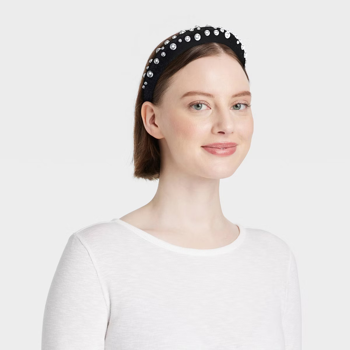 Velvet Headband - A New Day™ Black/Pearl | Target