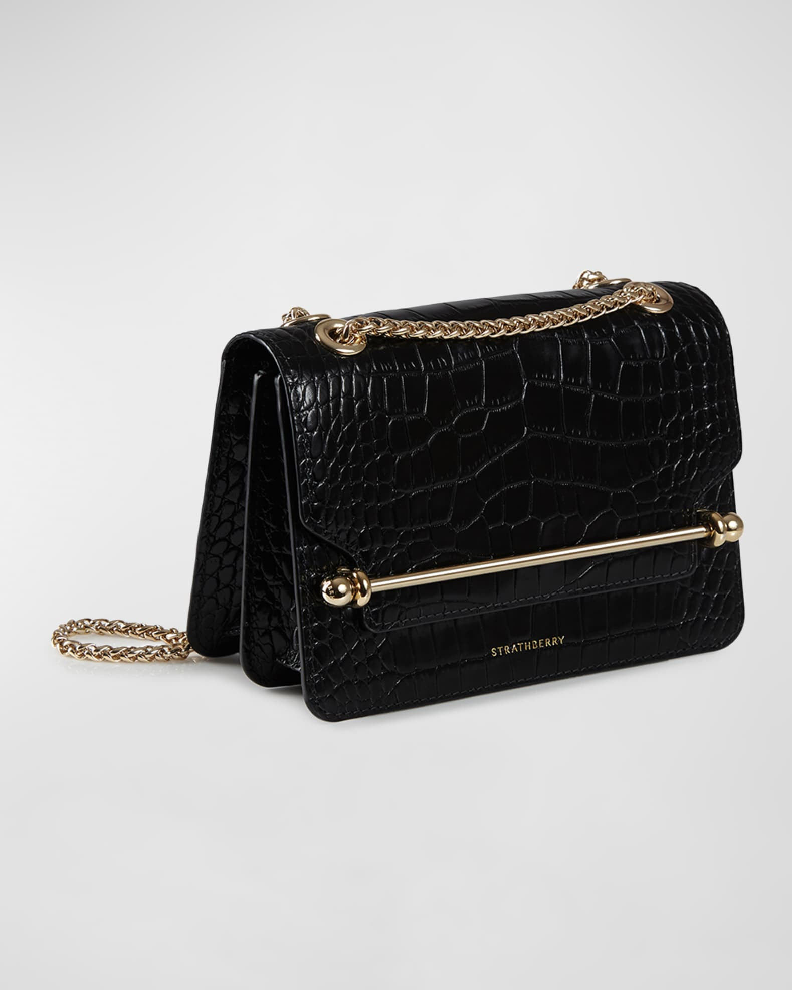 STRATHBERRY Mini Croc-Embossed Chain Crossbody Bag | Neiman Marcus