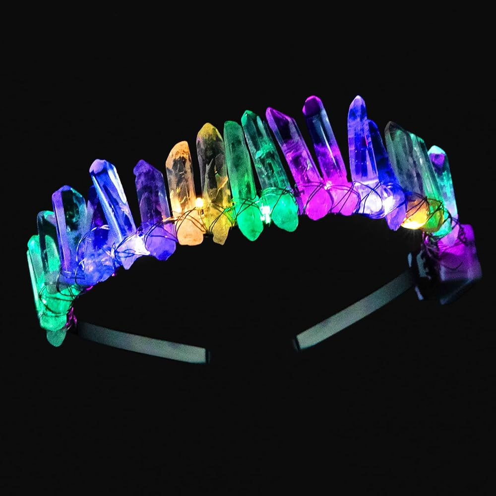 Light Up Crowns for Women - Irregular LED Crystal Crown Headband, Raw Quartz Headdress Crown, Chr... | Amazon (US)