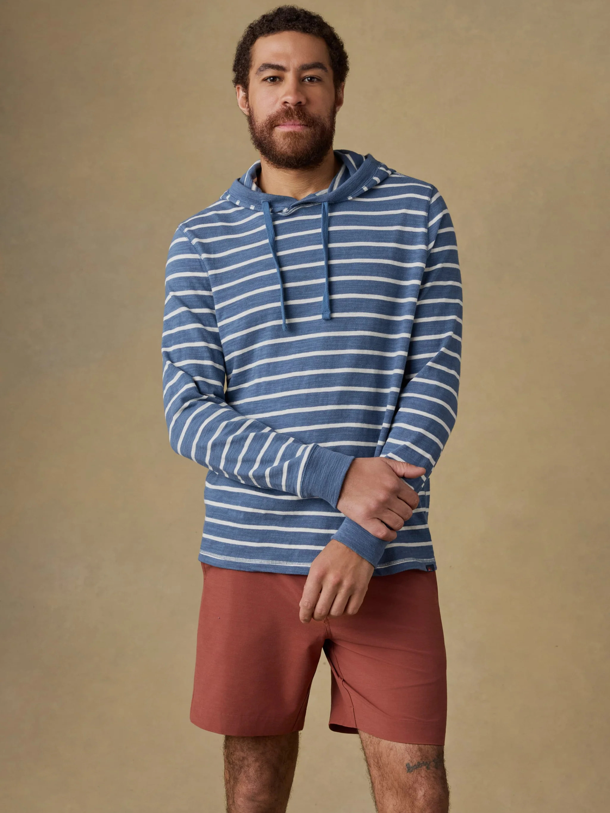 Sunwashed Organic Hoodie - Breaker Blue Breton Stripe | Faherty